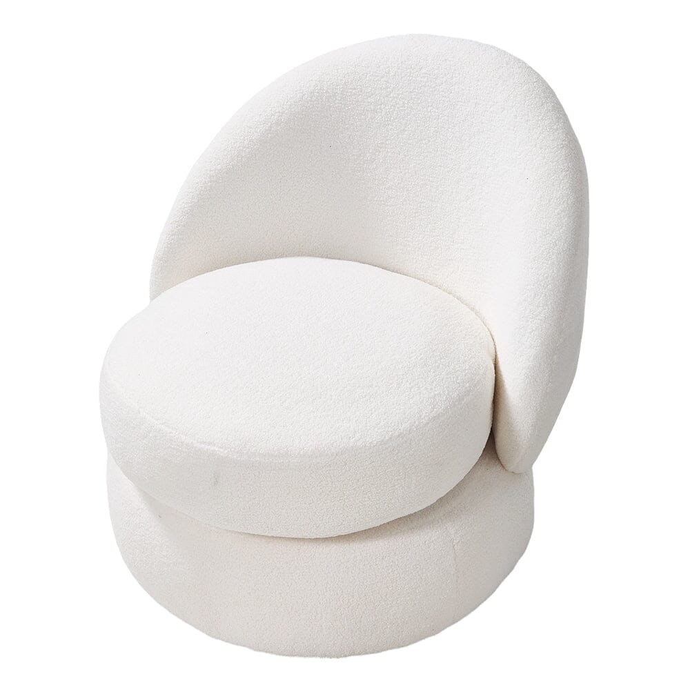 White Teddy Fleece Swivel Accent Chair Living and Home 