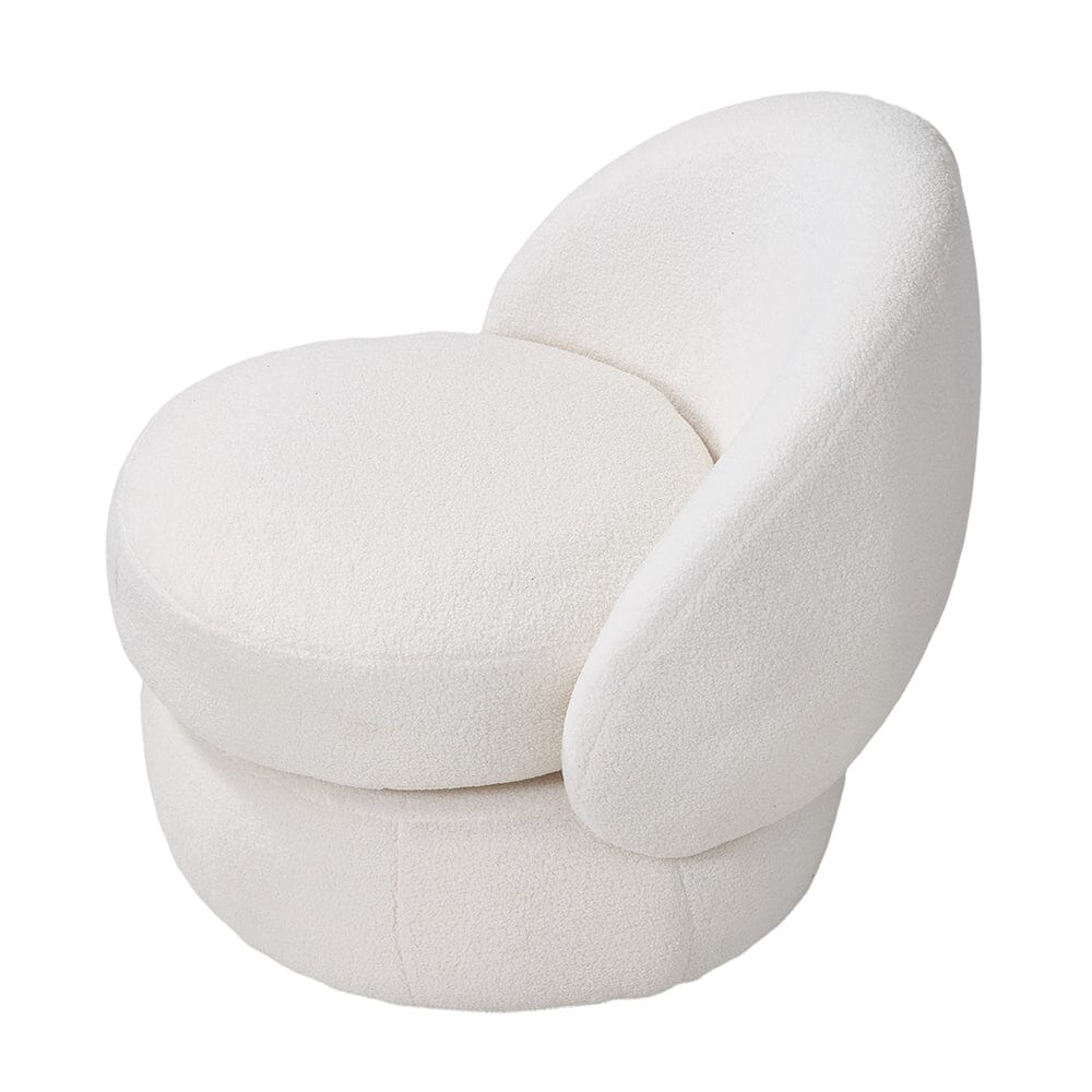 White Teddy Fleece Swivel Accent Chair Living and Home 