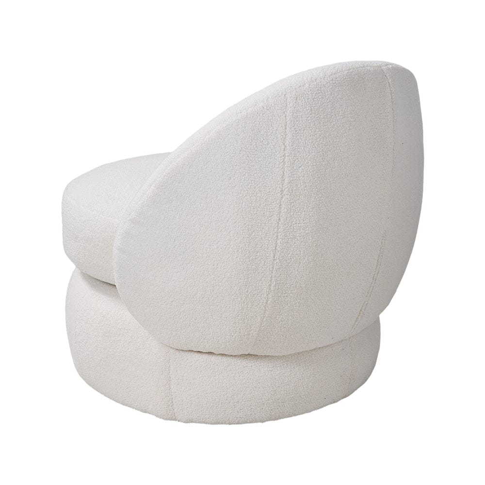 White Teddy Fleece Swivel Accent Chair Living and Home 
