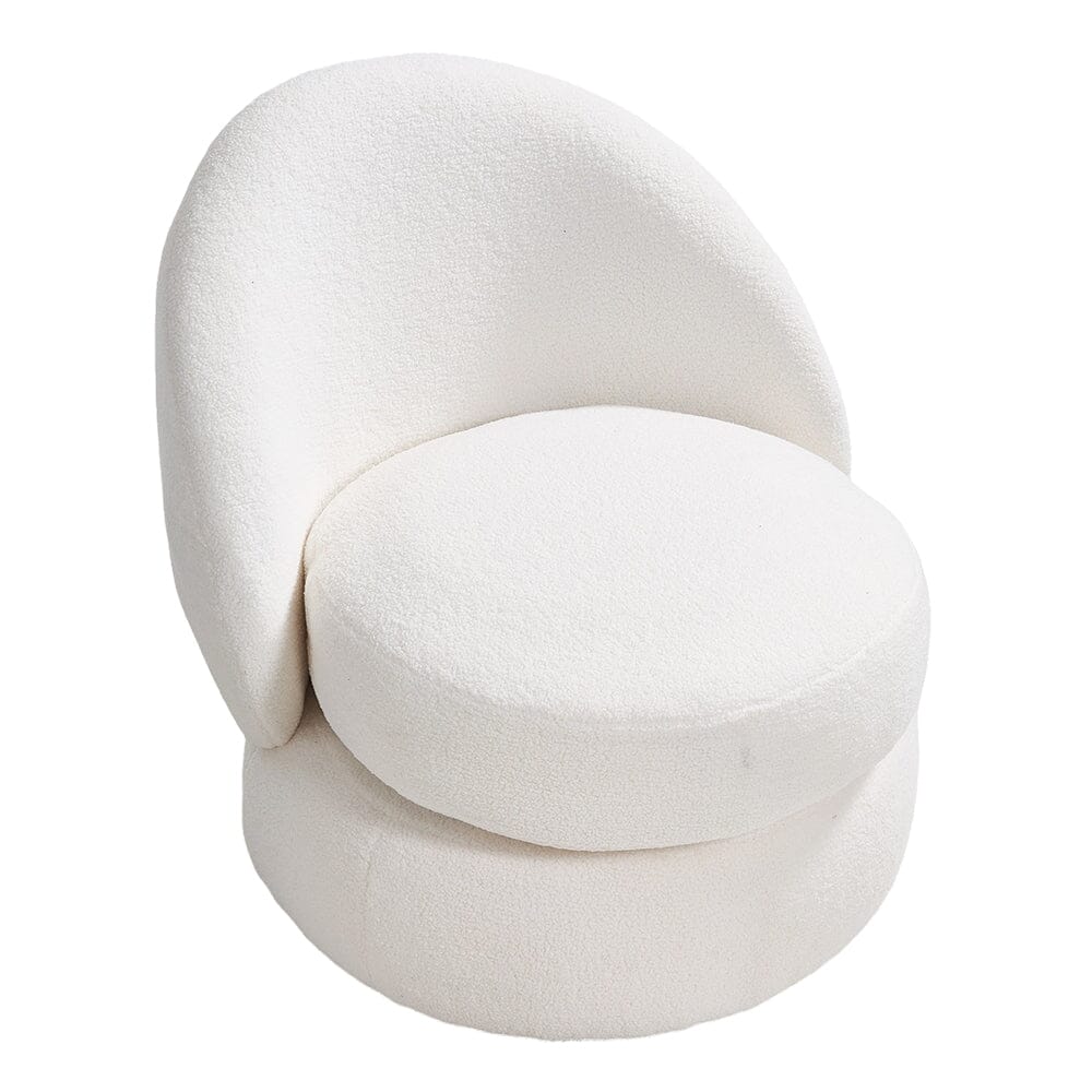 White Teddy Fleece Swivel Accent Chair Living and Home 