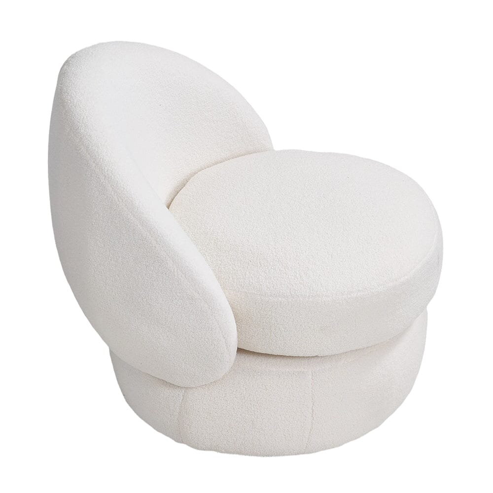 White Teddy Fleece Swivel Accent Chair Living and Home 