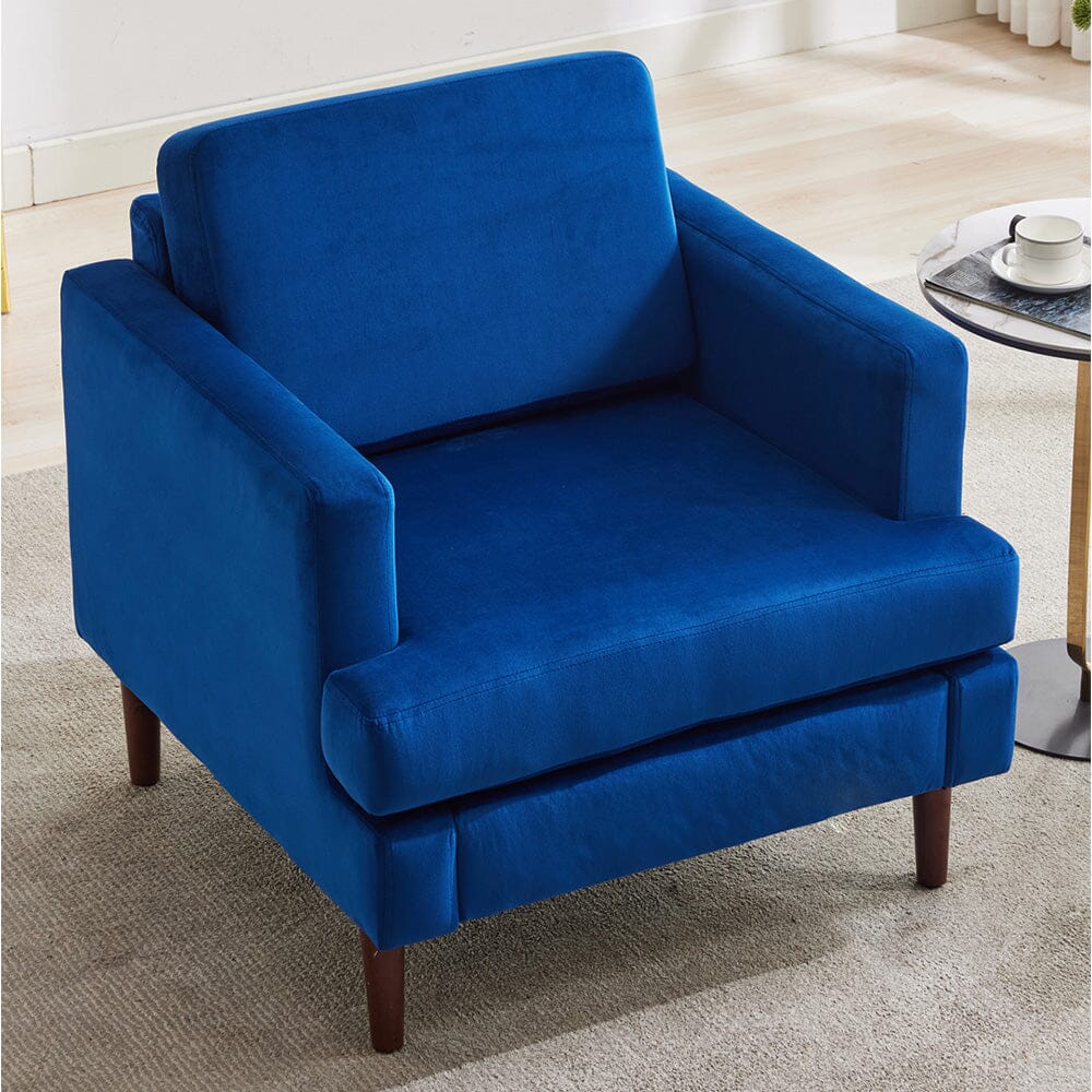 Upholstered Accent Chair (Model 04) With Detachable Pillows & Reinforced Frame Living and Home Blue Velvet 