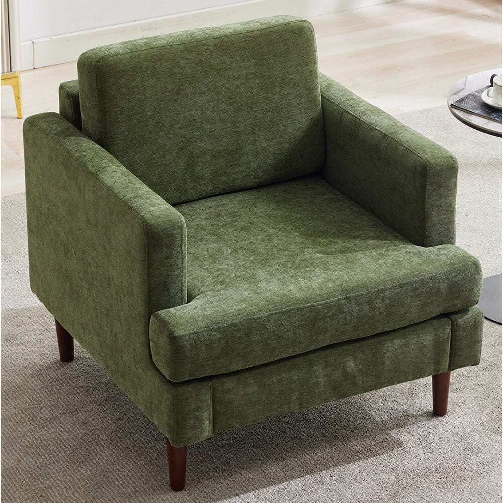 Upholstered Accent Chair (Model 04) With Detachable Pillows & Reinforced Frame Living and Home Green Chenille 