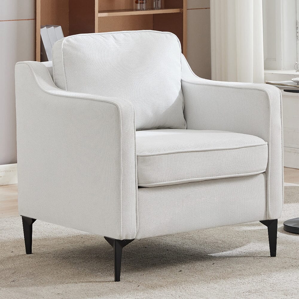 Upholstered Accent Chair (Model 05) With Detachable Pillows & Reinforced Frame Living and Home Beige Linen 