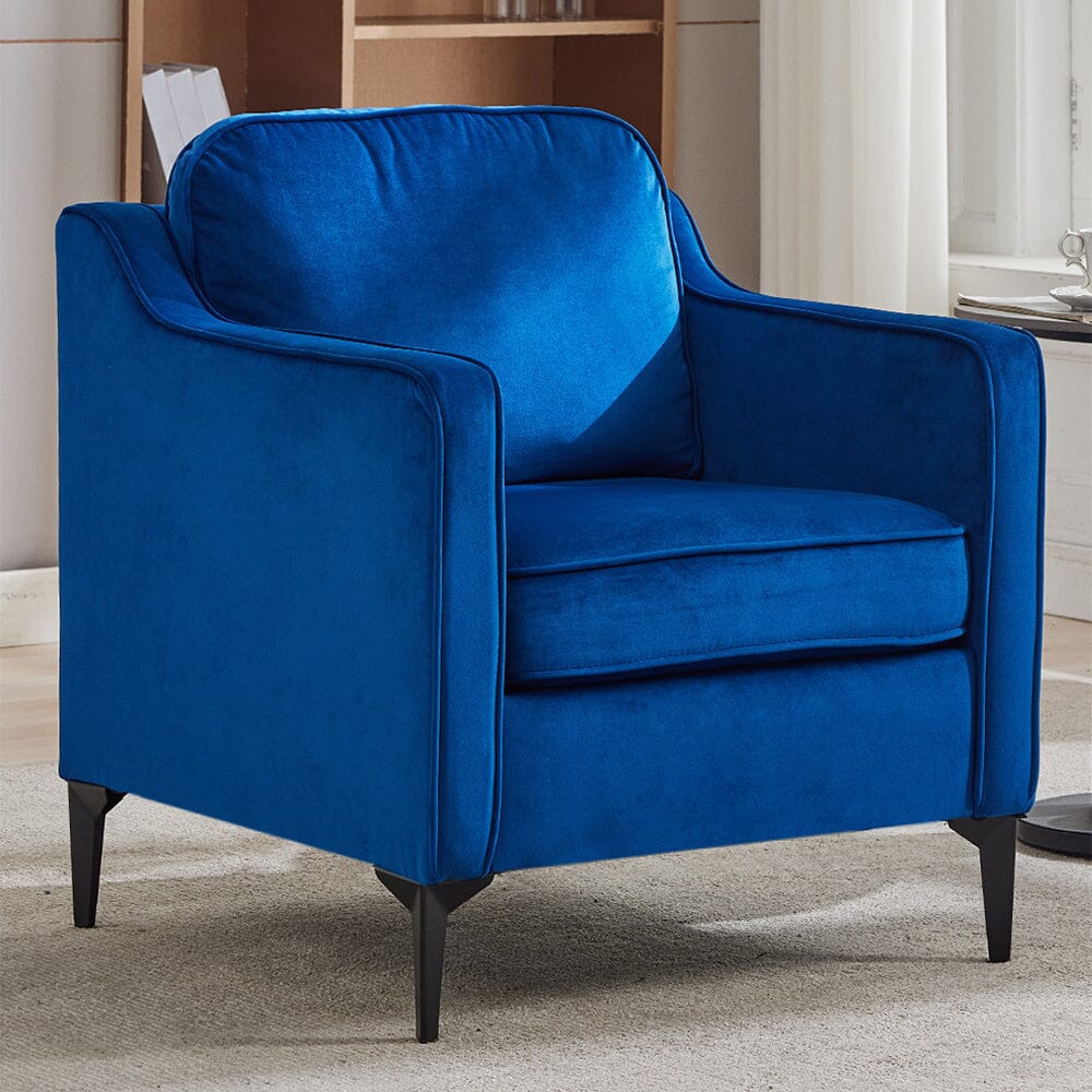 Upholstered Accent Chair (Model 05) With Detachable Pillows & Reinforced Frame Living and Home Blue Velvet 