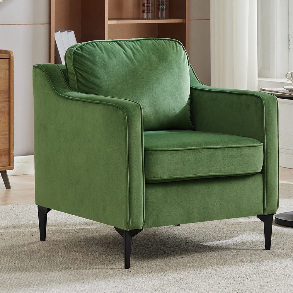 Upholstered Accent Chair (Model 05) With Detachable Pillows & Reinforced Frame Living and Home Green Velvet 