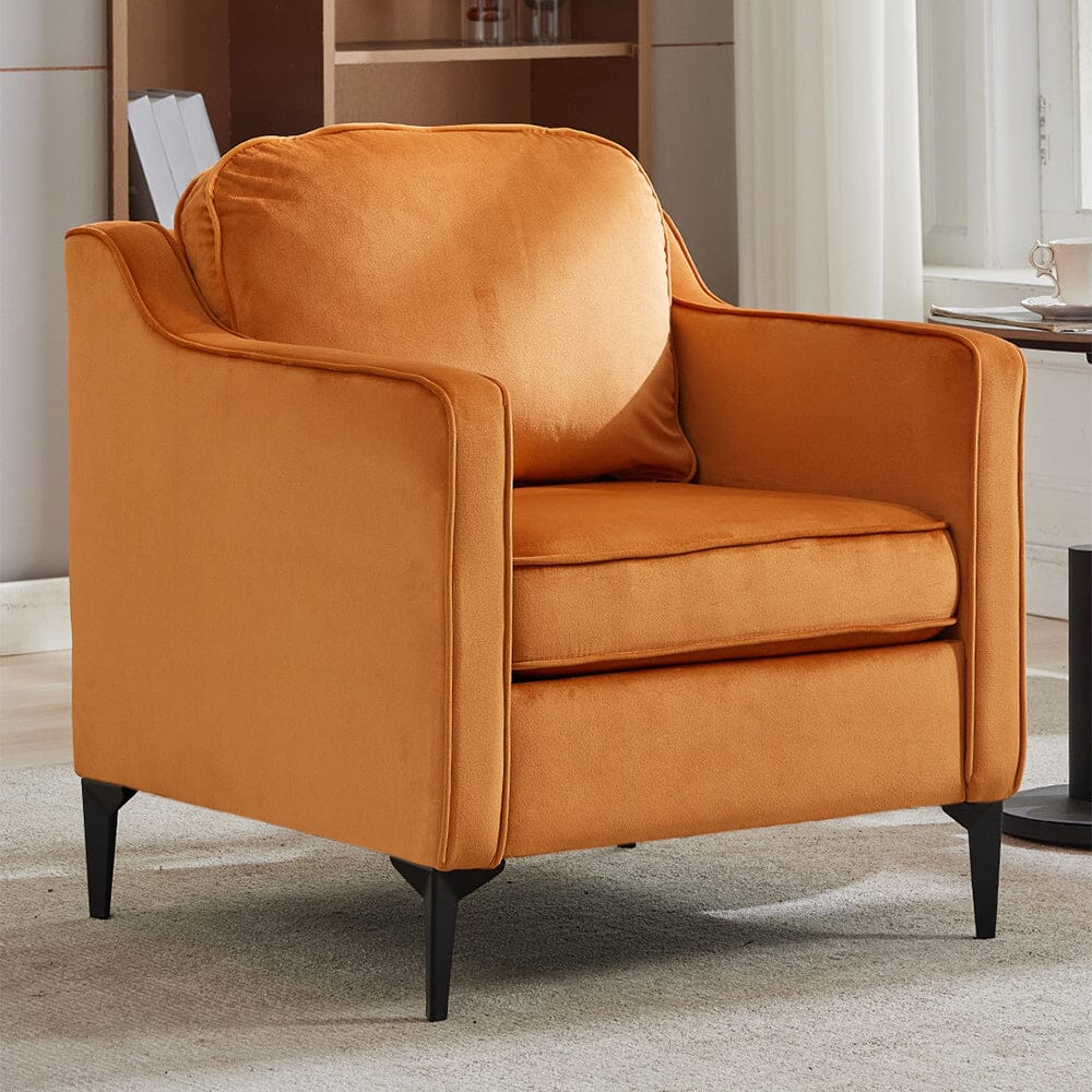 Upholstered Accent Chair (Model 05) With Detachable Pillows & Reinforced Frame Living and Home Orange Velvet 