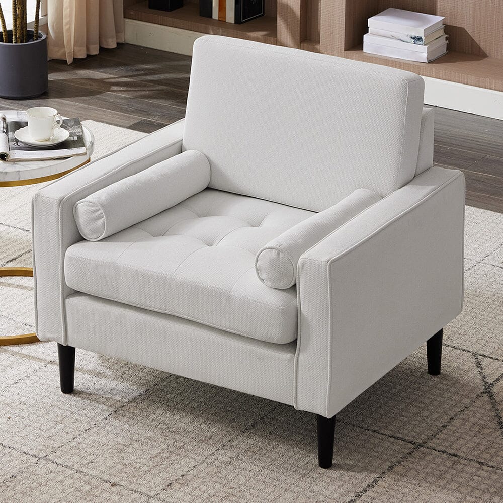 Upholstered Accent Chair (Model 06) With Detachable Pillows & Reinforced Frame Living and Home Beige Linen 