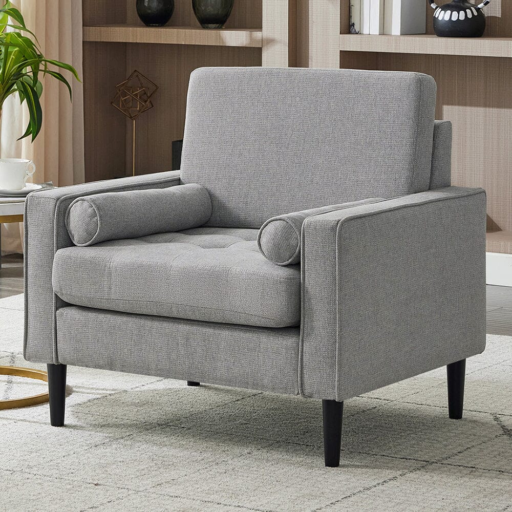 Upholstered Accent Chair (Model 06) With Detachable Pillows & Reinforced Frame Living and Home Grey Burlap 