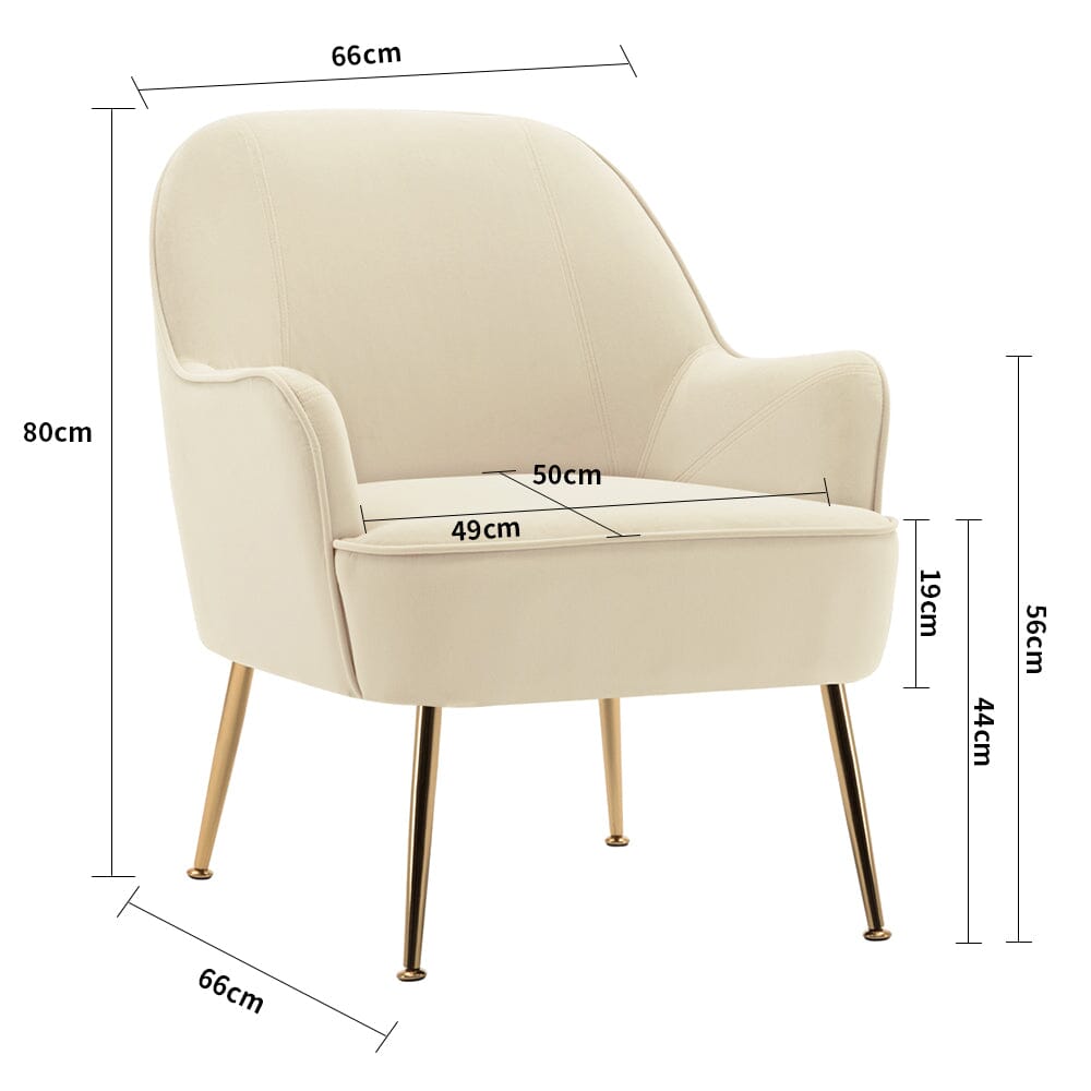 Off-White Fleece Accent Chair with Gold Plated Legs Living and Home 