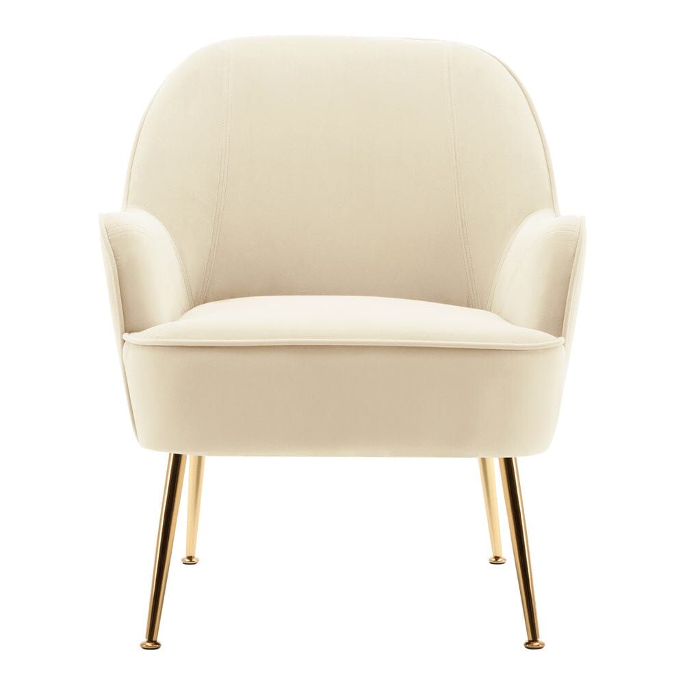 Off-White Fleece Accent Chair with Gold Plated Legs Living and Home 