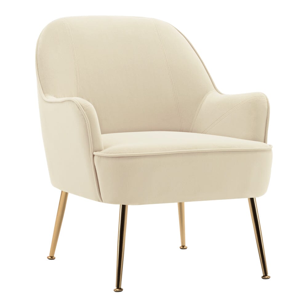 Off-White Fleece Accent Chair with Gold Plated Legs Living and Home 