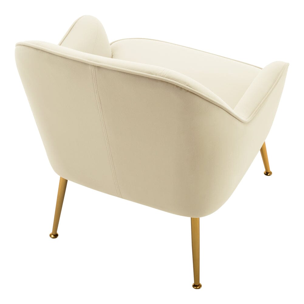 Off-White Fleece Accent Chair with Gold Plated Legs Living and Home 