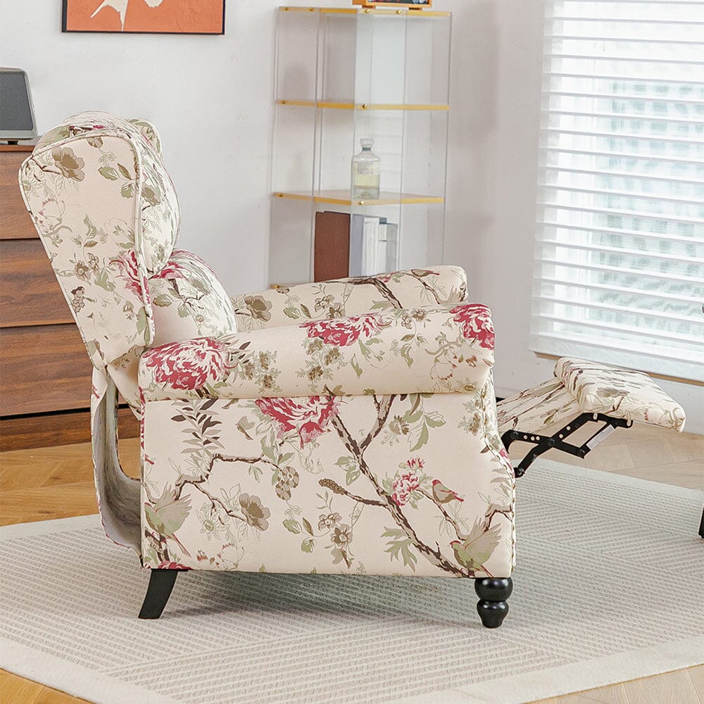 Linen Recliner Chair with Round Front Legs and Adjustable Foot Nails Living and Home 