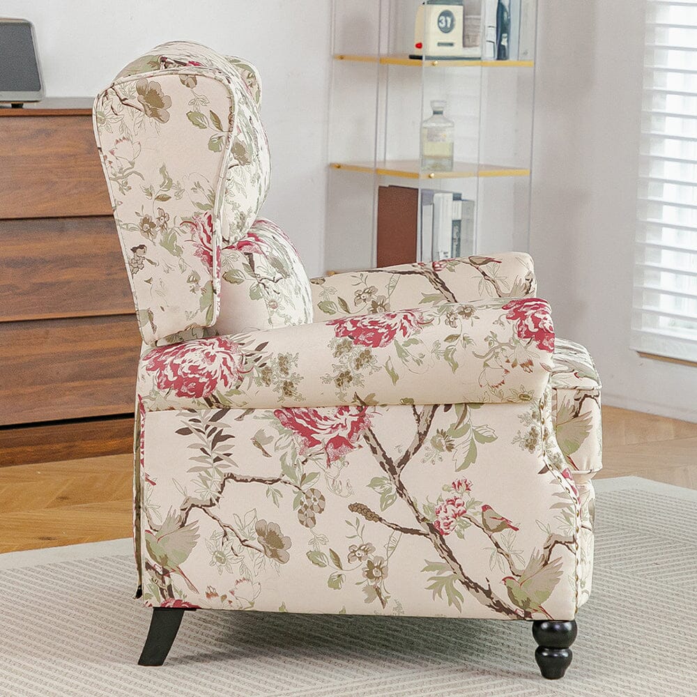 Linen Recliner Chair with Round Front Legs and Adjustable Foot Nails Living and Home 