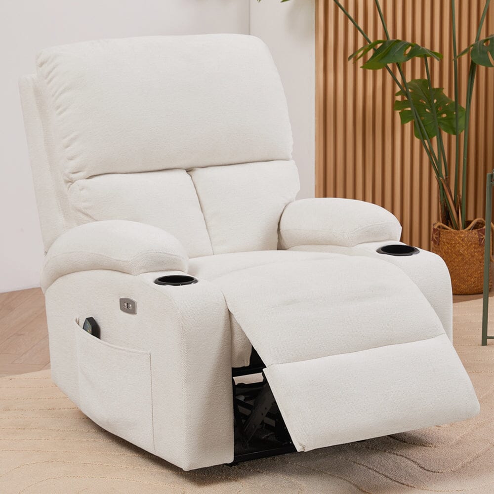 Electric Recliner Sofa with 8-Point Massage Heating Function and Cup Holders Living and Home 