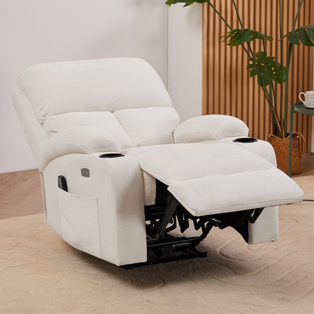 Electric Recliner Sofa with 8-Point Massage Heating Function and Cup Holders Living and Home 
