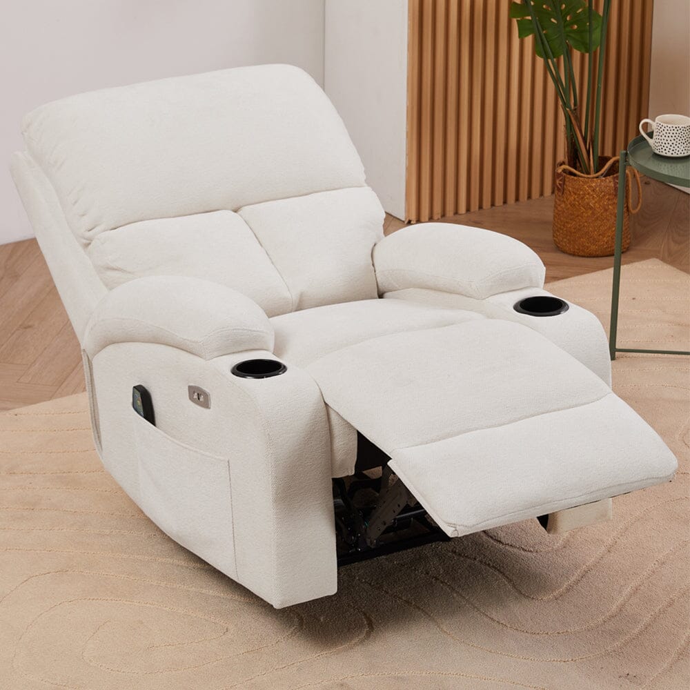 Electric Recliner Sofa with 8-Point Massage Heating Function and Cup Holders Living and Home 
