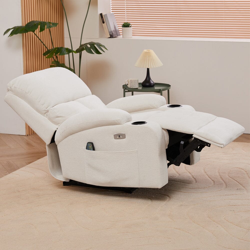 Electric Recliner Sofa with 8-Point Massage Heating Function and Cup Holders Living and Home 