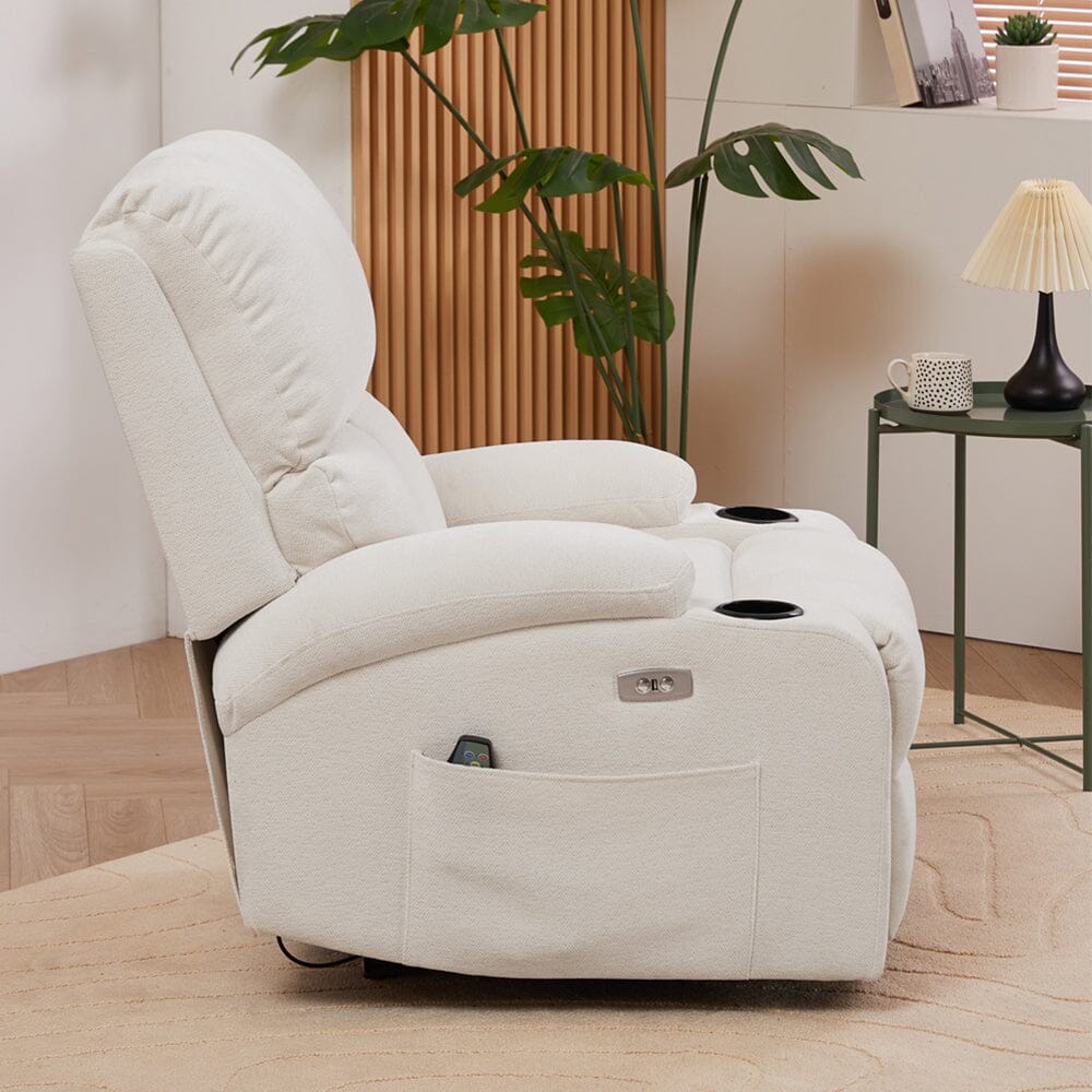 Electric Recliner Sofa with 8-Point Massage Heating Function and Cup Holders Living and Home 