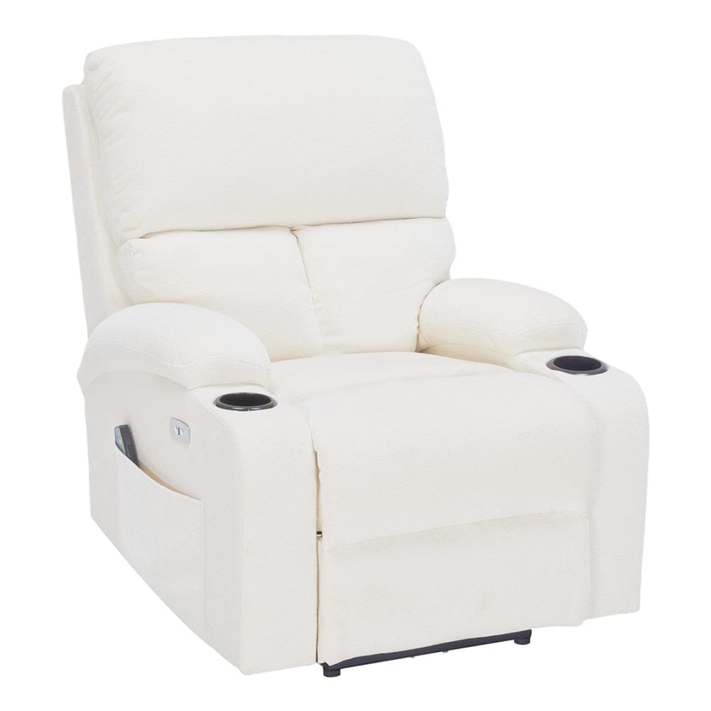 Electric Recliner Sofa with 8-Point Massage Heating Function and Cup Holders Living and Home 