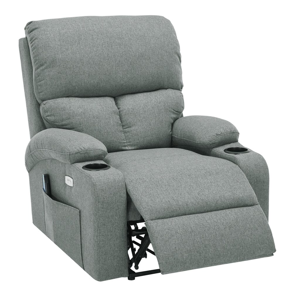 Electric Recliner Sofa with 8-Point Massage Heating Function and Cup Holders Living and Home 