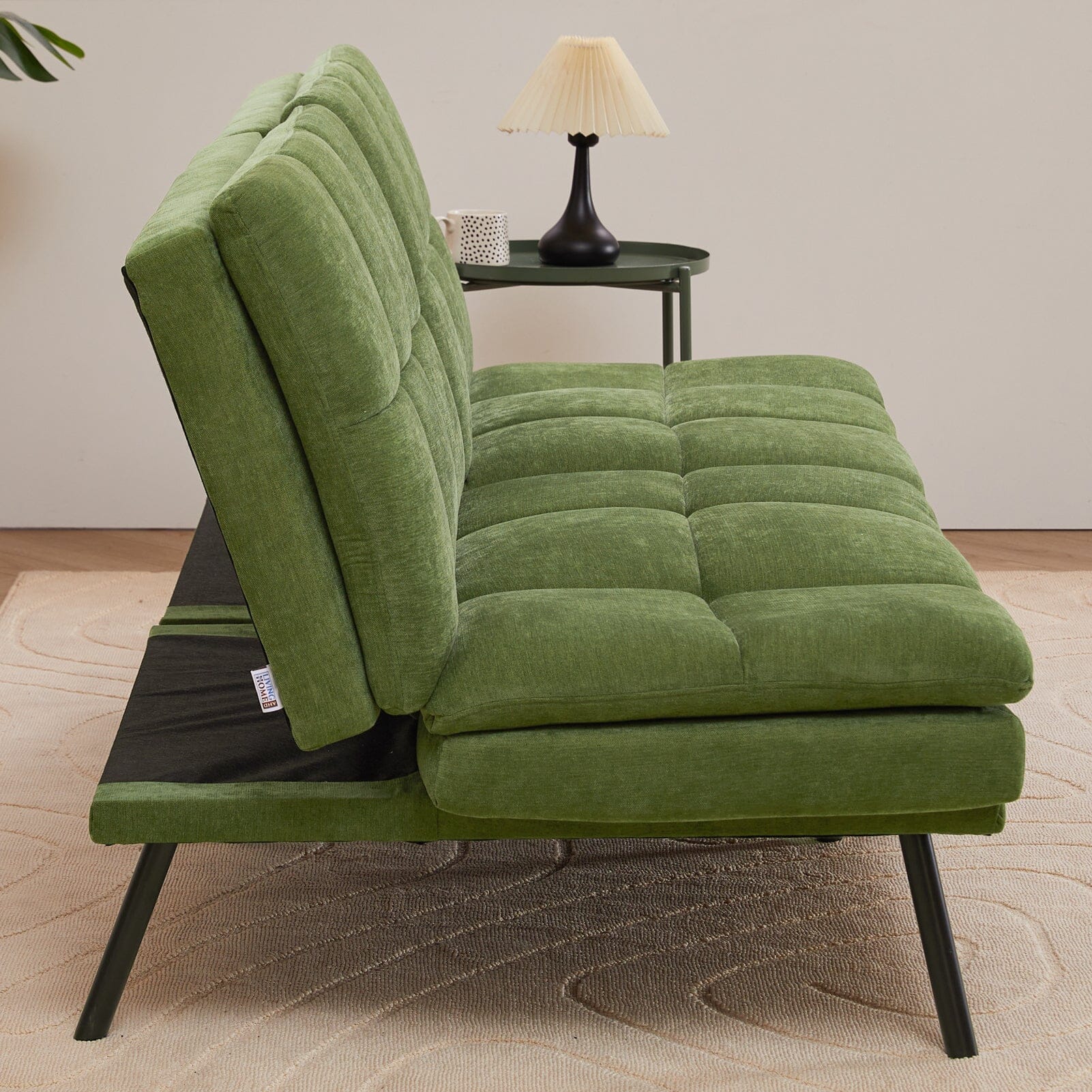 Adjustable Sofa Bed with Tufted Upholstery and Foldable Armrests Living and Home 