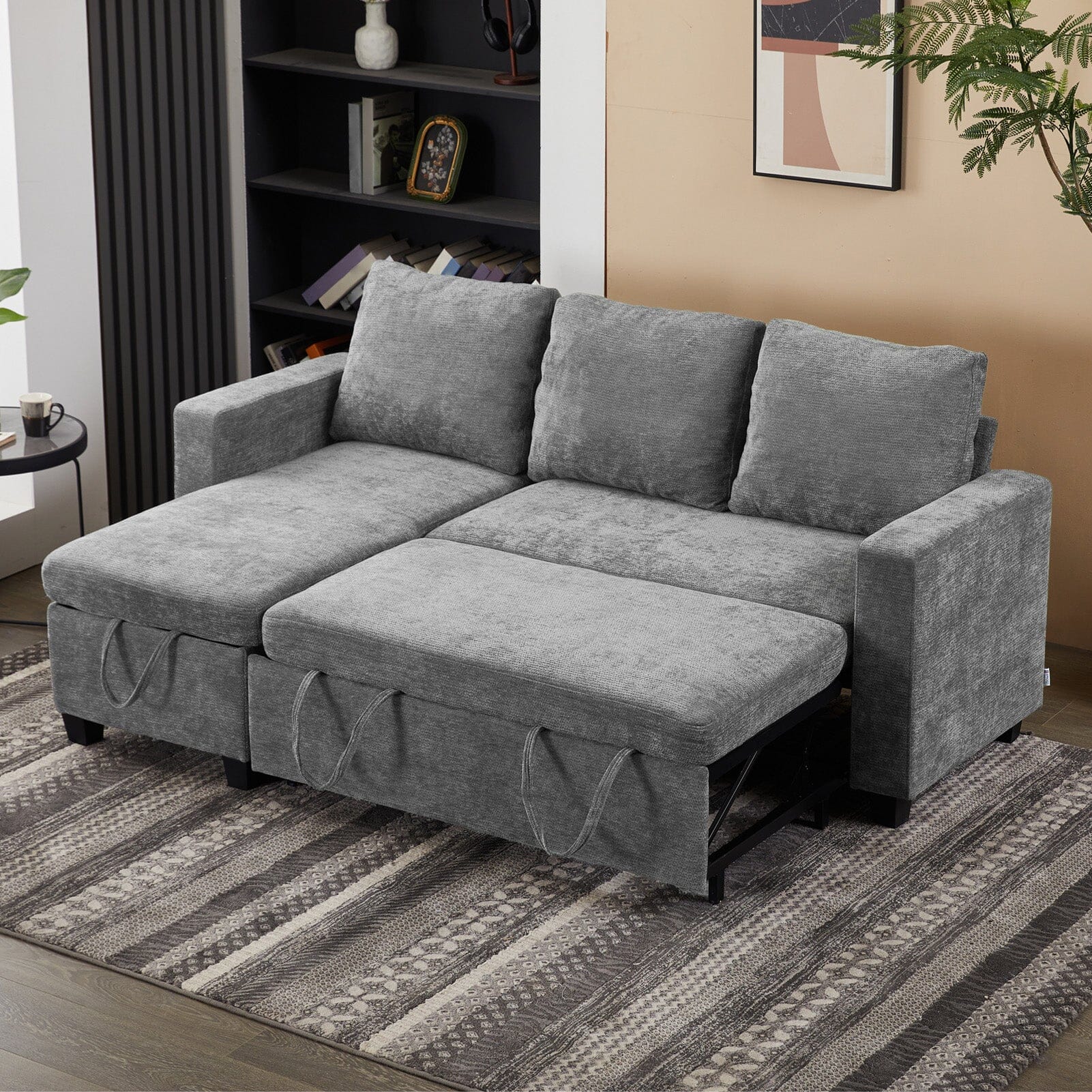 Pull-Out Sofa Bed with Storage Chaise and Soft Upholstery Living and Home 