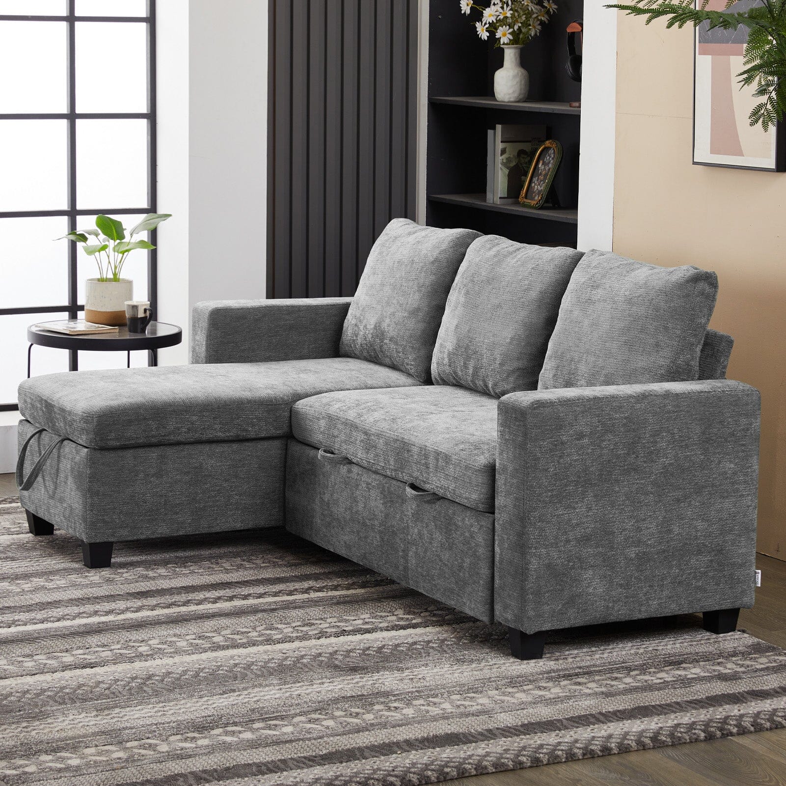 Pull-Out Sofa Bed with Storage Chaise and Soft Upholstery Living and Home 