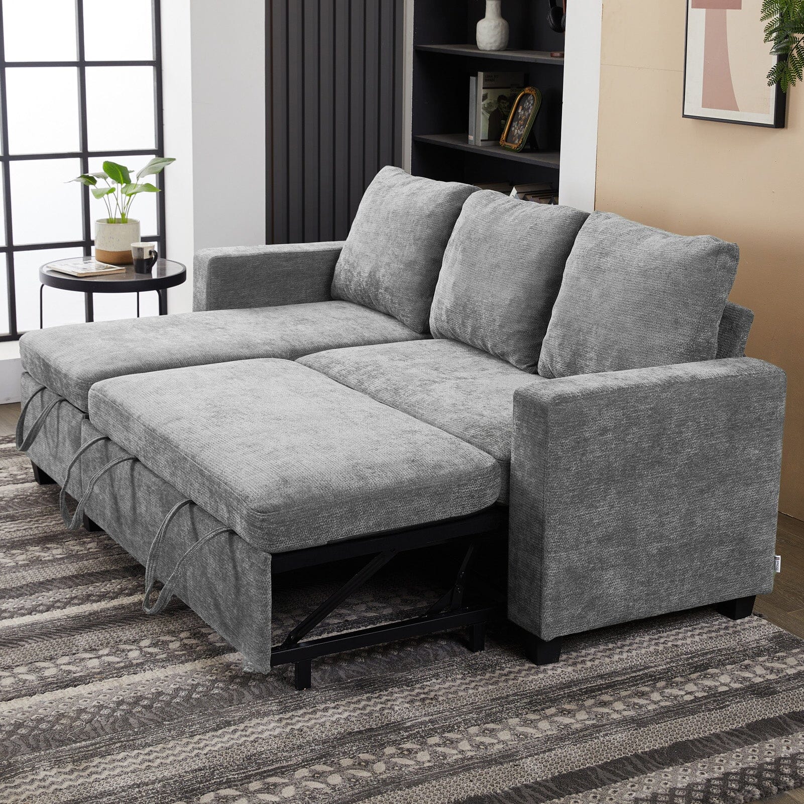 Pull-Out Sofa Bed with Storage Chaise and Soft Upholstery Living and Home 