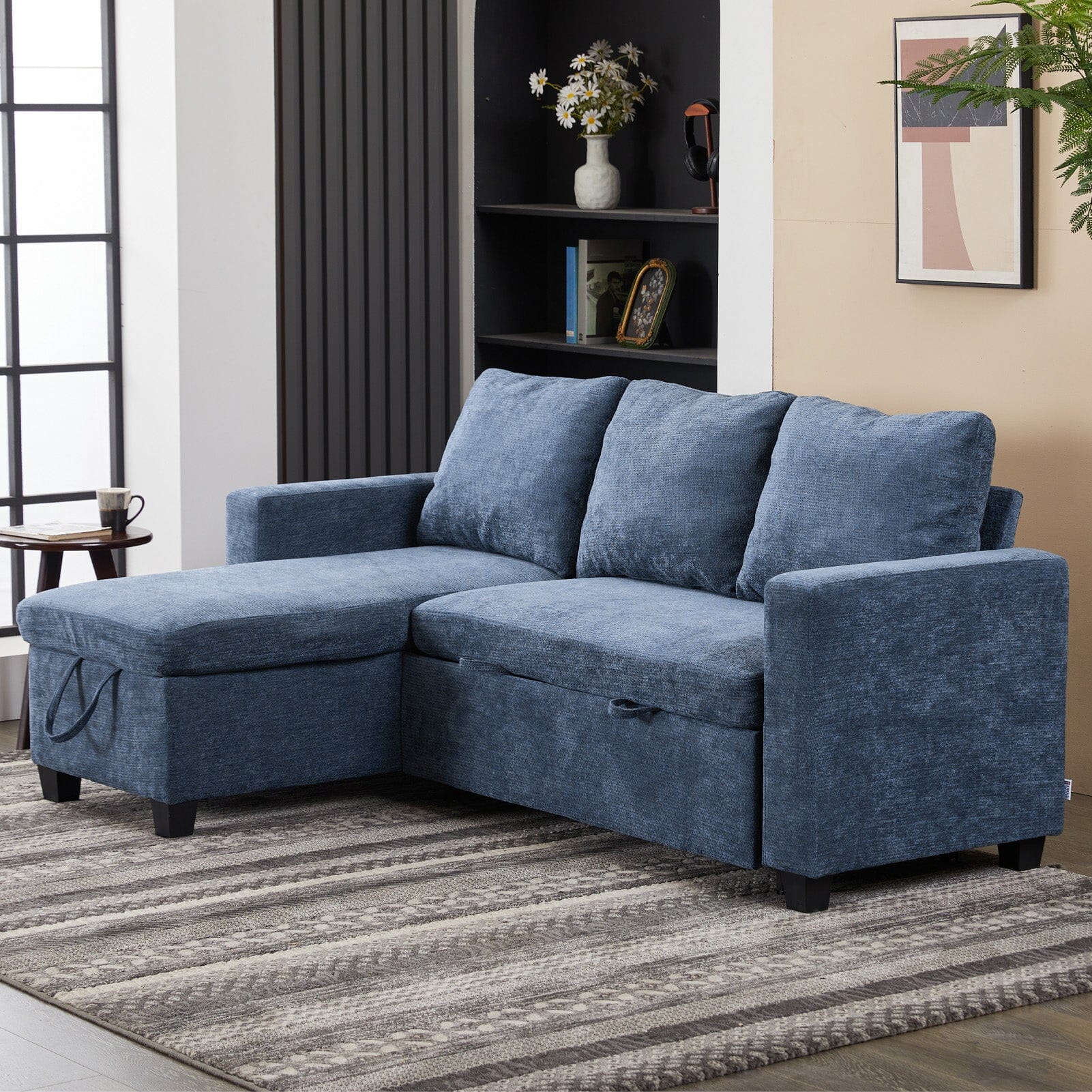 Pull-Out Sofa Bed with Storage Chaise and Soft Upholstery Living and Home 