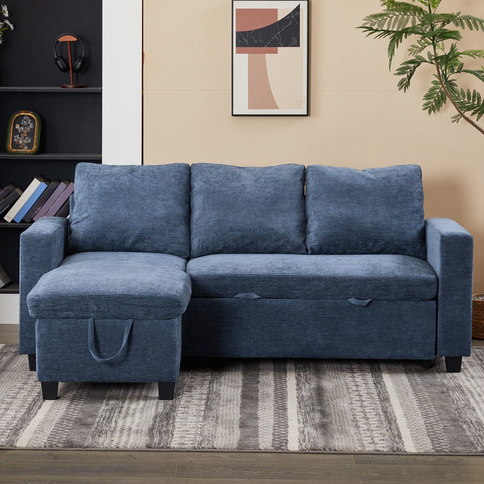 Pull-Out Sofa Bed with Storage Chaise and Soft Upholstery Living and Home 
