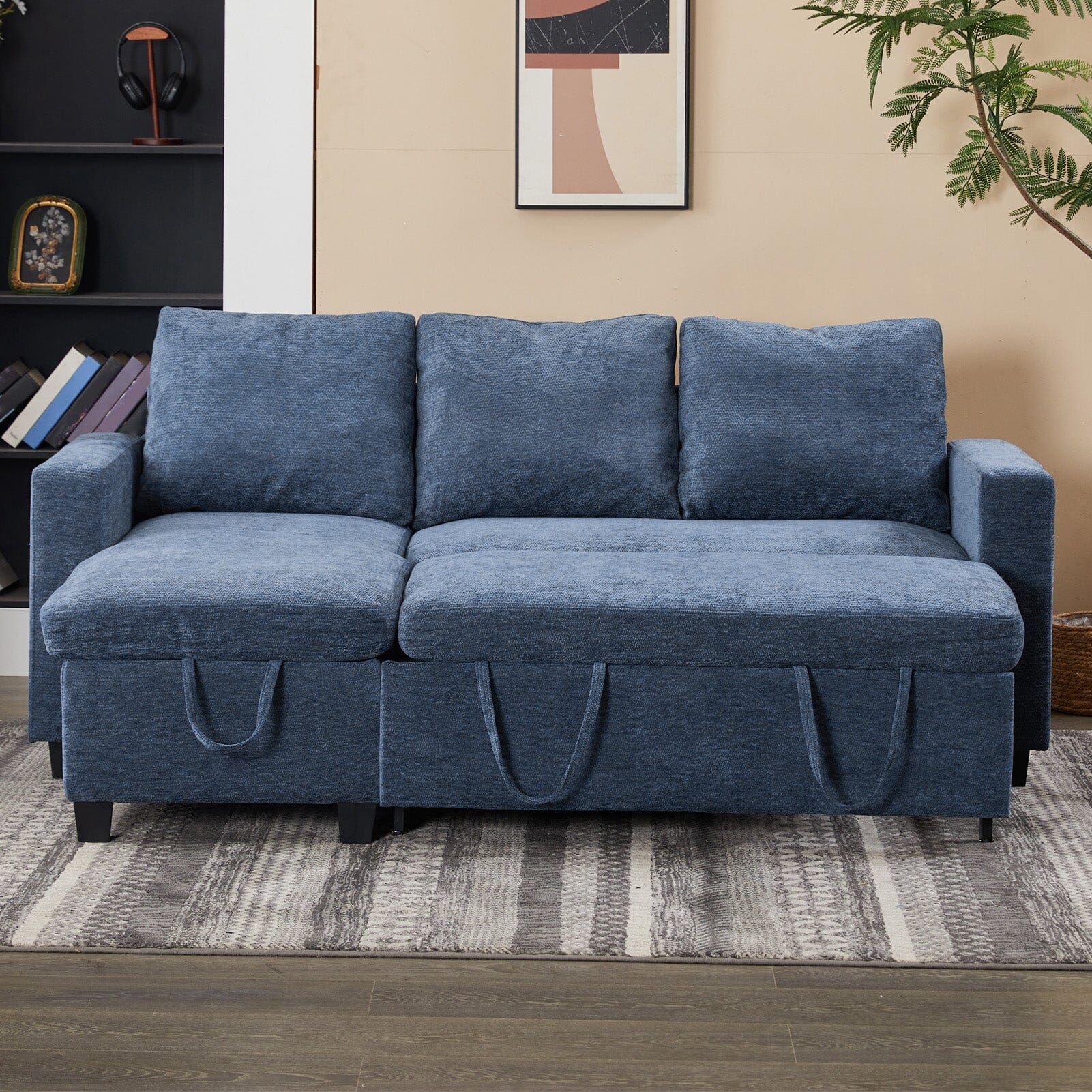 Pull-Out Sofa Bed with Storage Chaise and Soft Upholstery Living and Home 