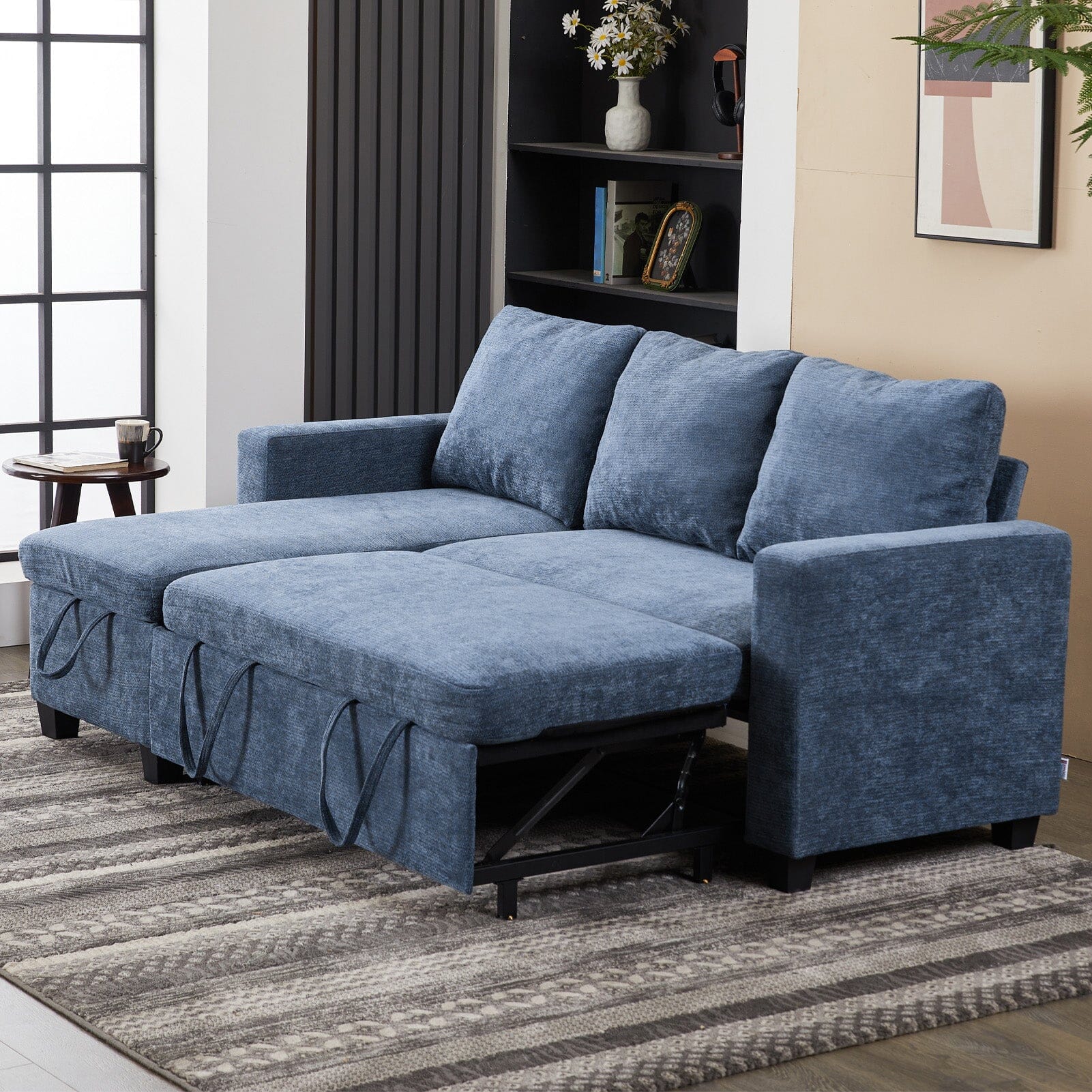 Pull-Out Sofa Bed with Storage Chaise and Soft Upholstery Living and Home 