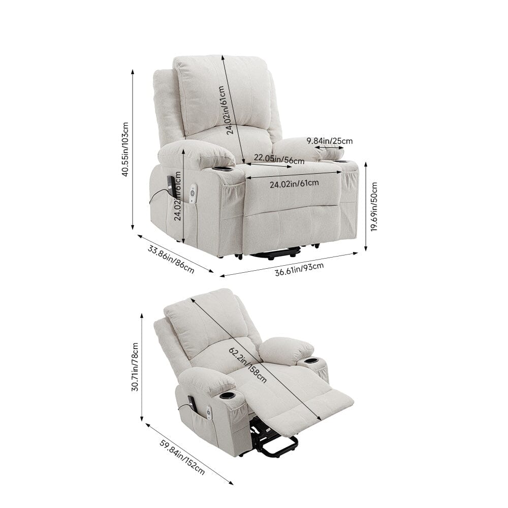 Electric Recliner Chair with Massage Heating Function and Cup Holders Living and Home 