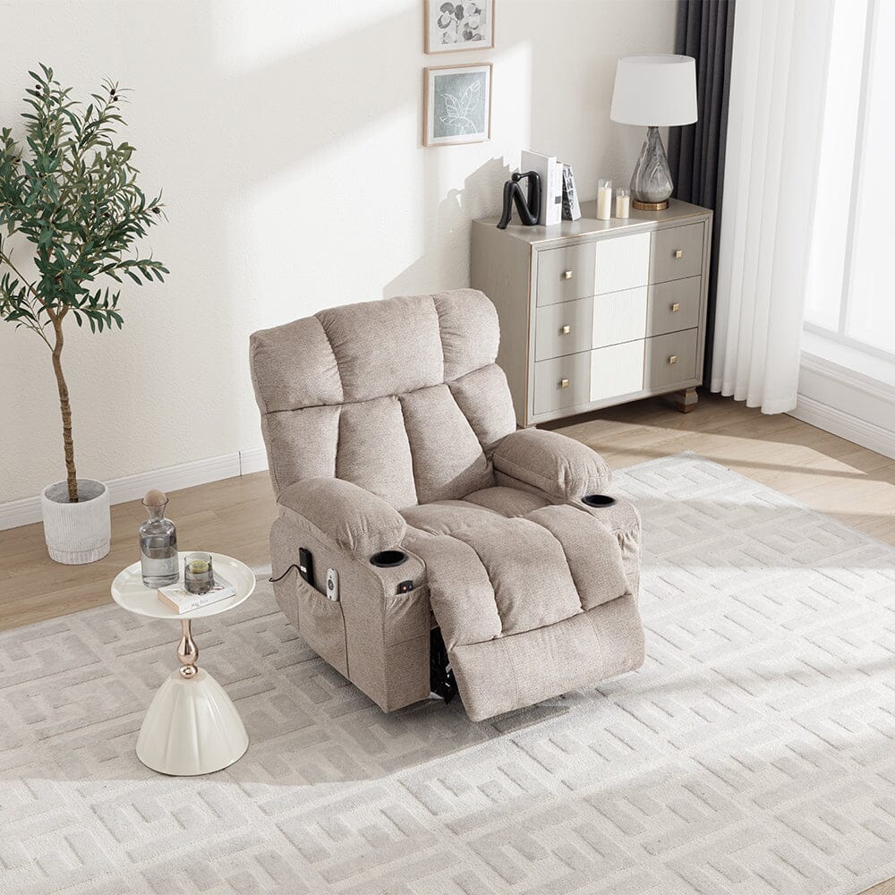 Electric Recliner Chair (Model 02) with Massage Heating Function and Cup Holders Living and Home 