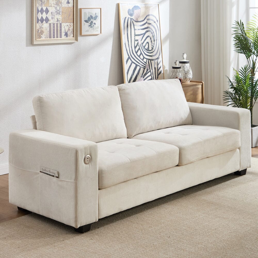 Three-Seater Two-Seat Sofa with USB Ports and Chenille Upholstery Living and Home 
