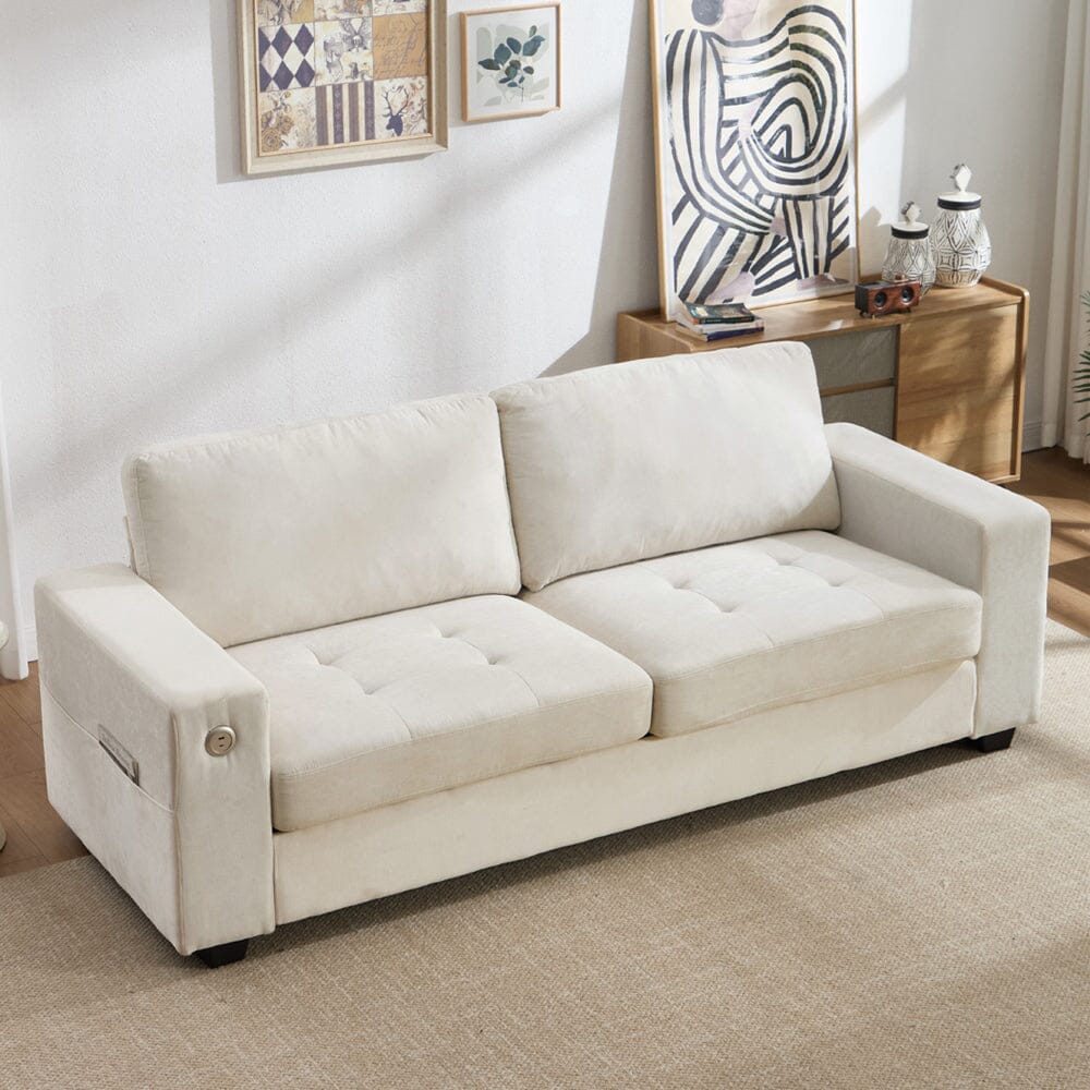 Three-Seater Two-Seat Sofa with USB Ports and Chenille Upholstery Living and Home 