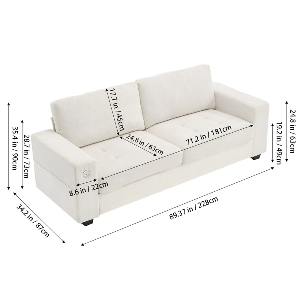 Three-Seater Two-Seat Sofa with USB Ports and Chenille Upholstery Living and Home 