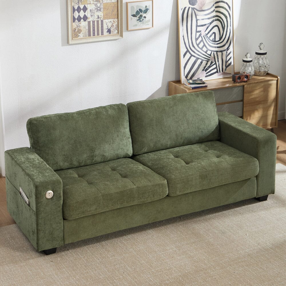 Three-Seater Two-Seat Sofa with USB Ports and Chenille Upholstery Living and Home 