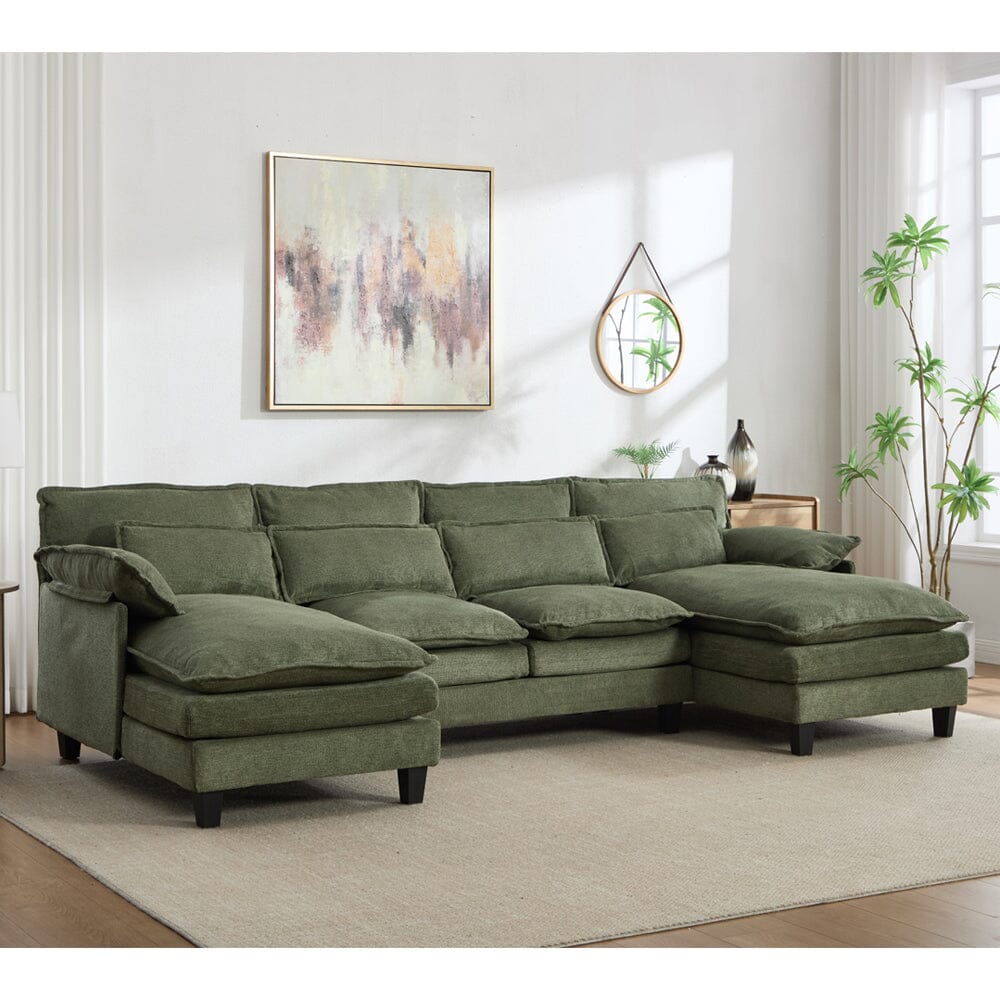 Modular Sofa with Chenille Upholstery and Customizable Configuration Living and Home Green 