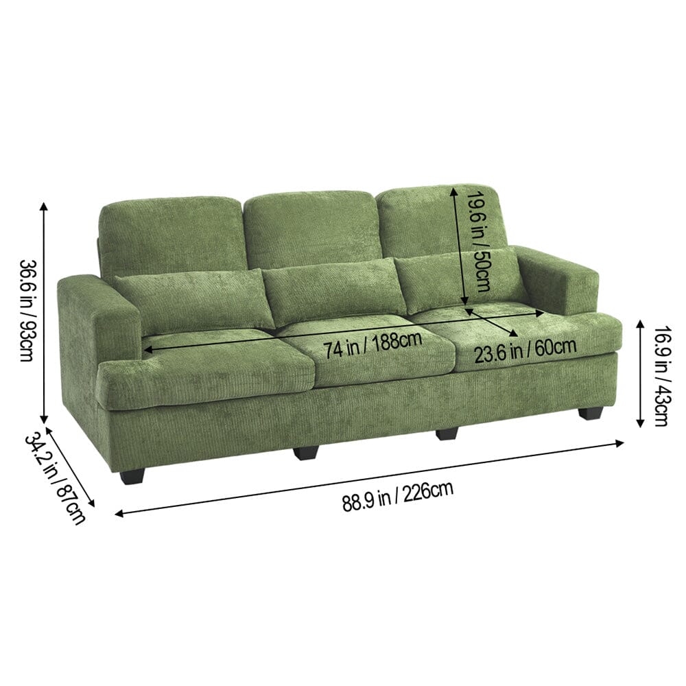 Three-Seater Sofa with Chenille Upholstery and Plush Cushioning Living and Home 