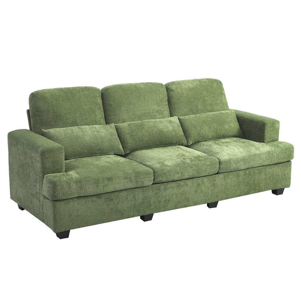 Three-Seater Sofa with Chenille Upholstery and Plush Cushioning Living and Home Green 