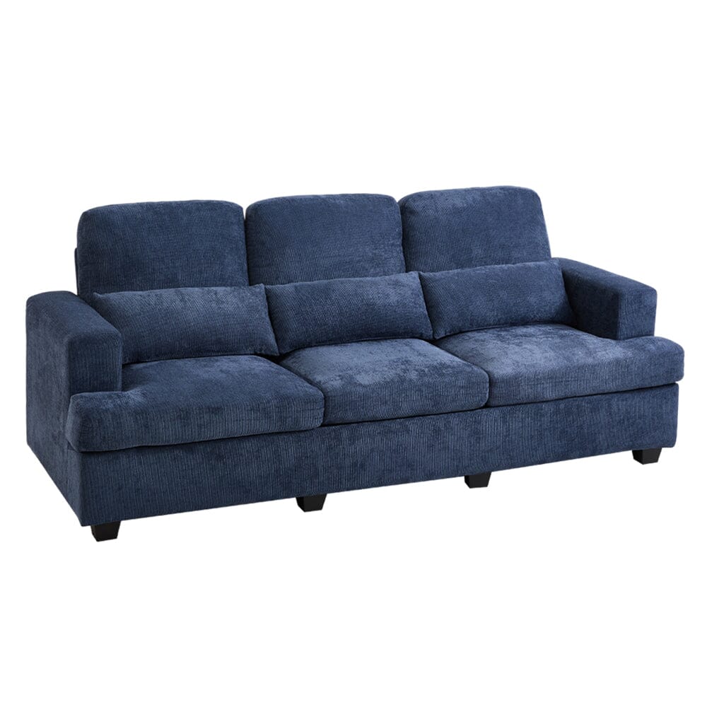 Three-Seater Sofa with Chenille Upholstery and Plush Cushioning Living and Home Blue 