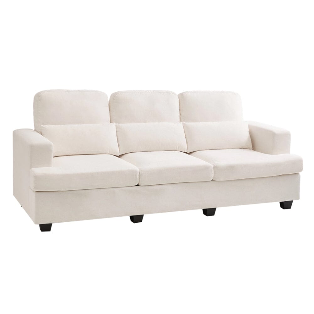 Three-Seater Sofa with Chenille Upholstery and Plush Cushioning Living and Home Off-White 