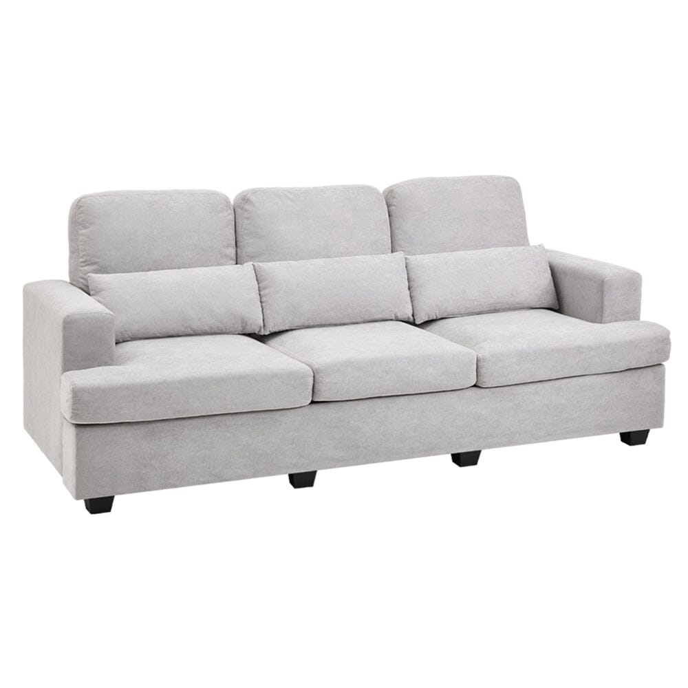 Three-Seater Sofa with Chenille Upholstery and Plush Cushioning Living and Home Grey 