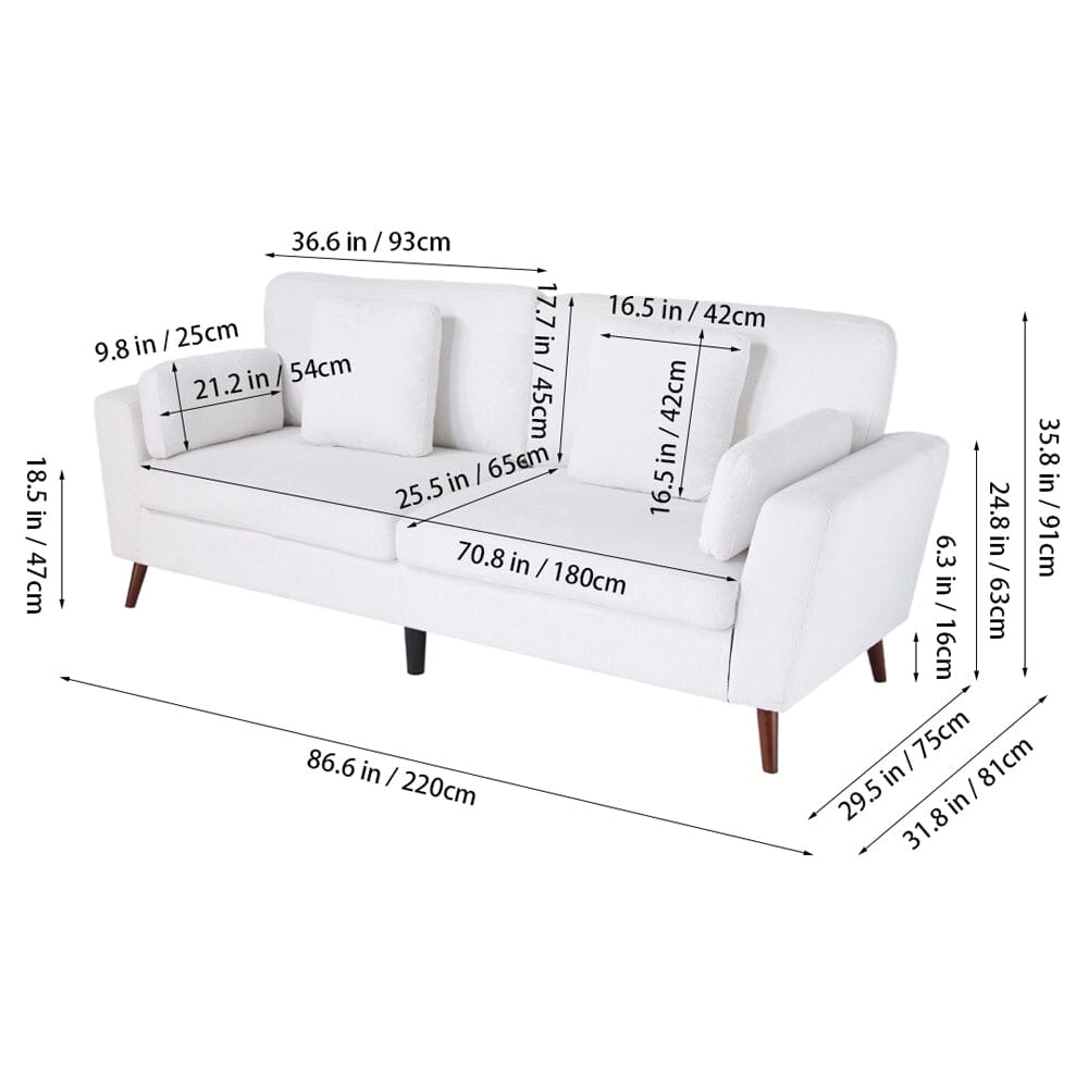 Two-Seater Sofa with Chenille Upholstery and Painted Wooden Legs Living and Home 