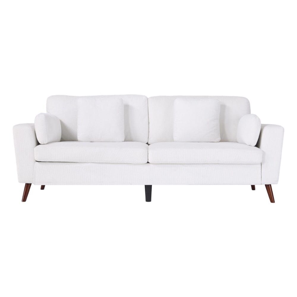 Two-Seater Sofa with Chenille Upholstery and Painted Wooden Legs Living and Home 