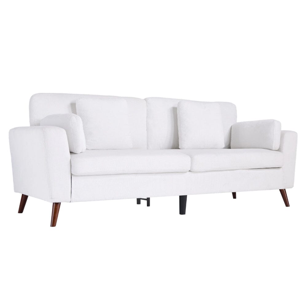 Two-Seater Sofa with Chenille Upholstery and Painted Wooden Legs Living and Home 
