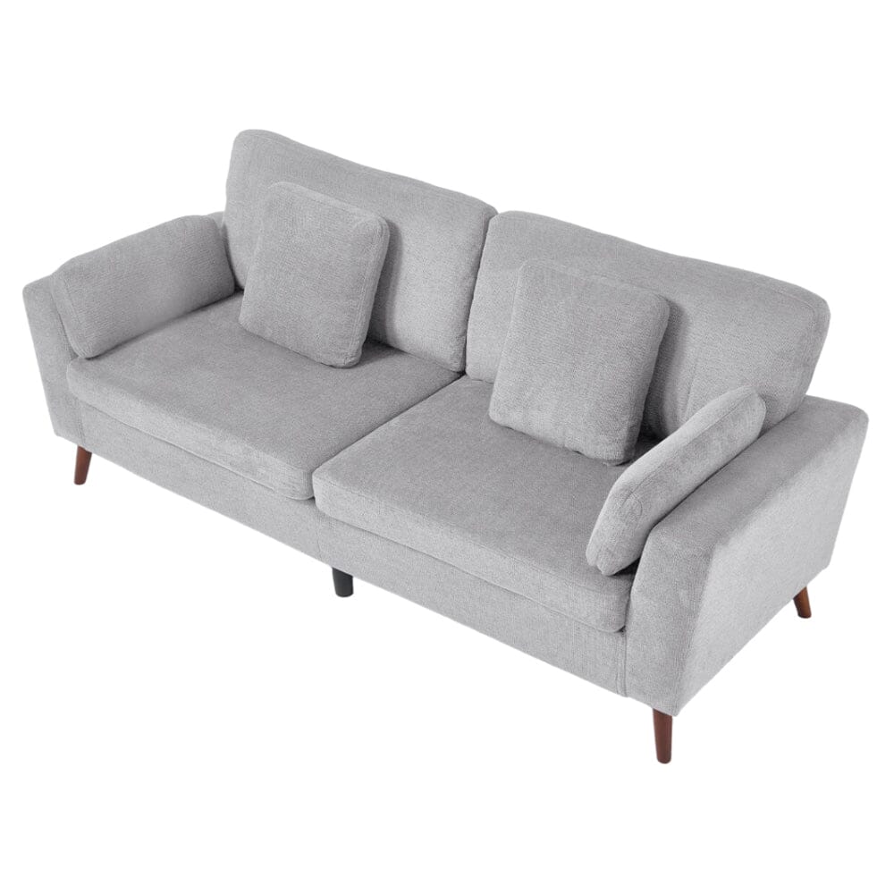 Two-Seater Sofa with Chenille Upholstery and Painted Wooden Legs Living and Home 